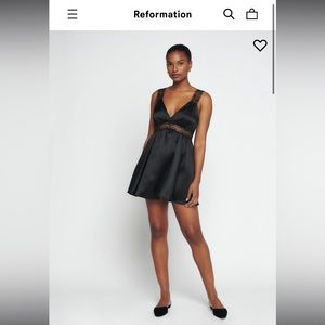 Reformation Black Silk Elina Dress